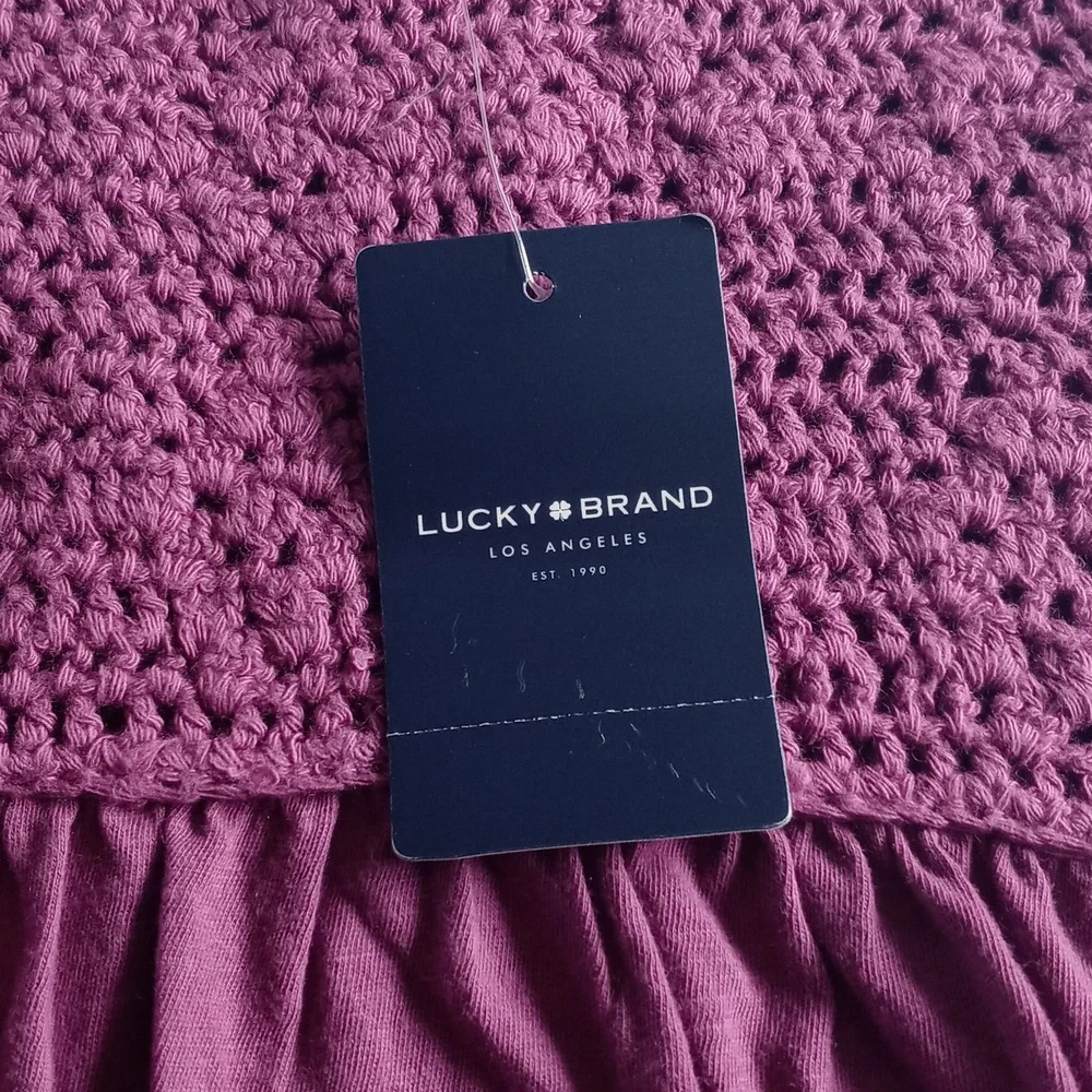 NWT- Lucky Brand Women's Crochet Tank Top Sleeveless.Size S. Color Purple. - Picture 5 of 16